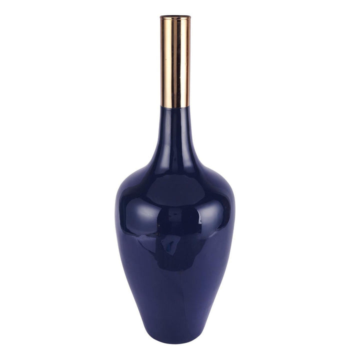 Slender Deidra Teal Blue Brass Vase - WoodenTwist