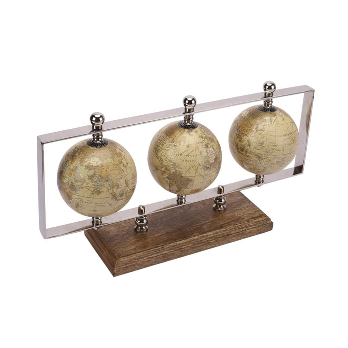 Triple vertical silver Globe stand - WoodenTwist