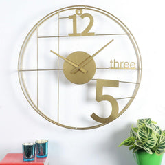 12-Three-5 Elegant Gold Wall Clock - WoodenTwist