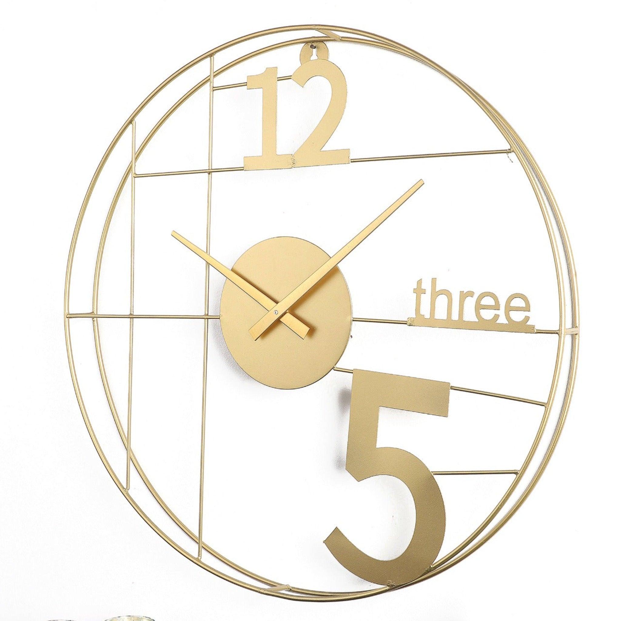 12-Three-5 Elegant Gold Wall Clock - WoodenTwist