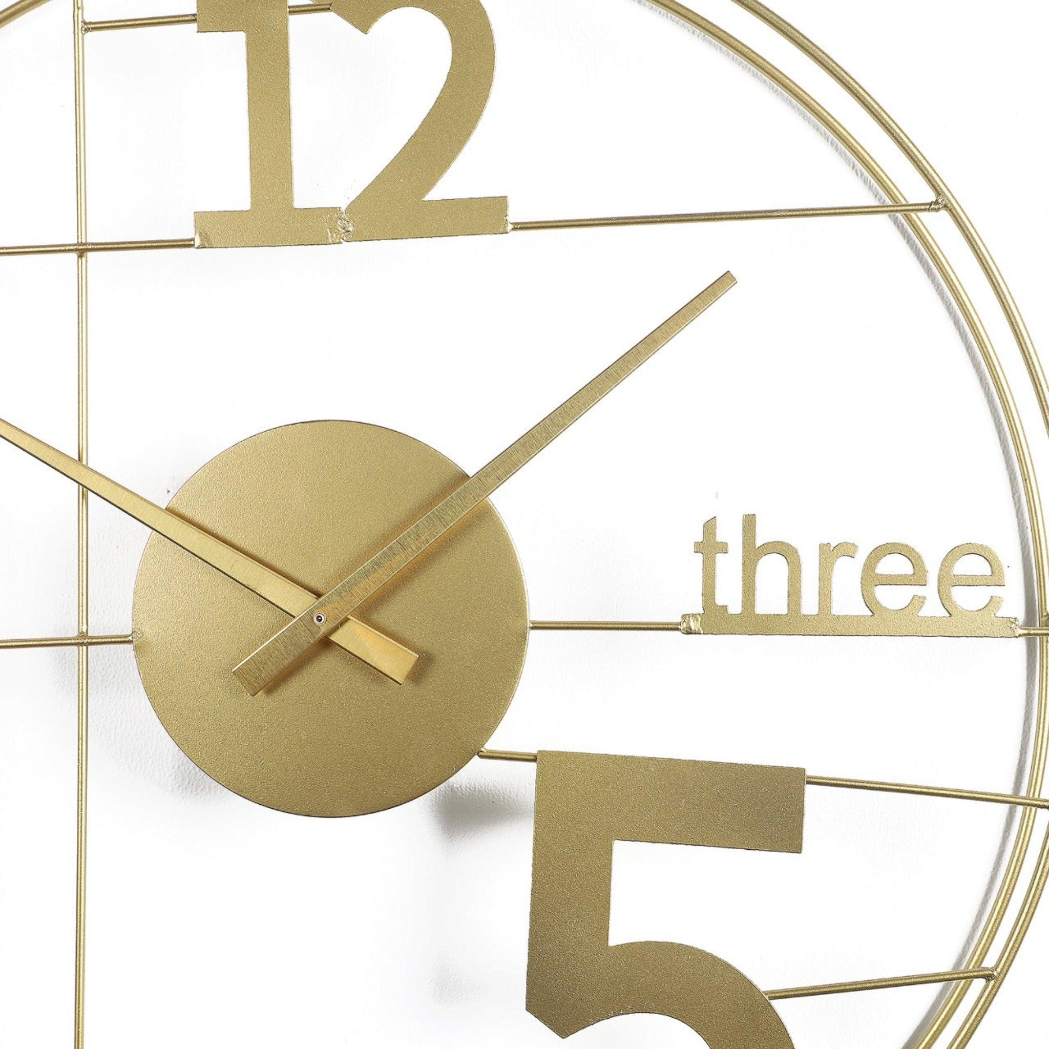 12-Three-5 Elegant Gold Wall Clock - WoodenTwist