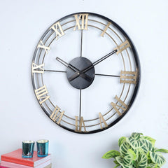 Black & Golden Roman Number Wall Clock - WoodenTwist