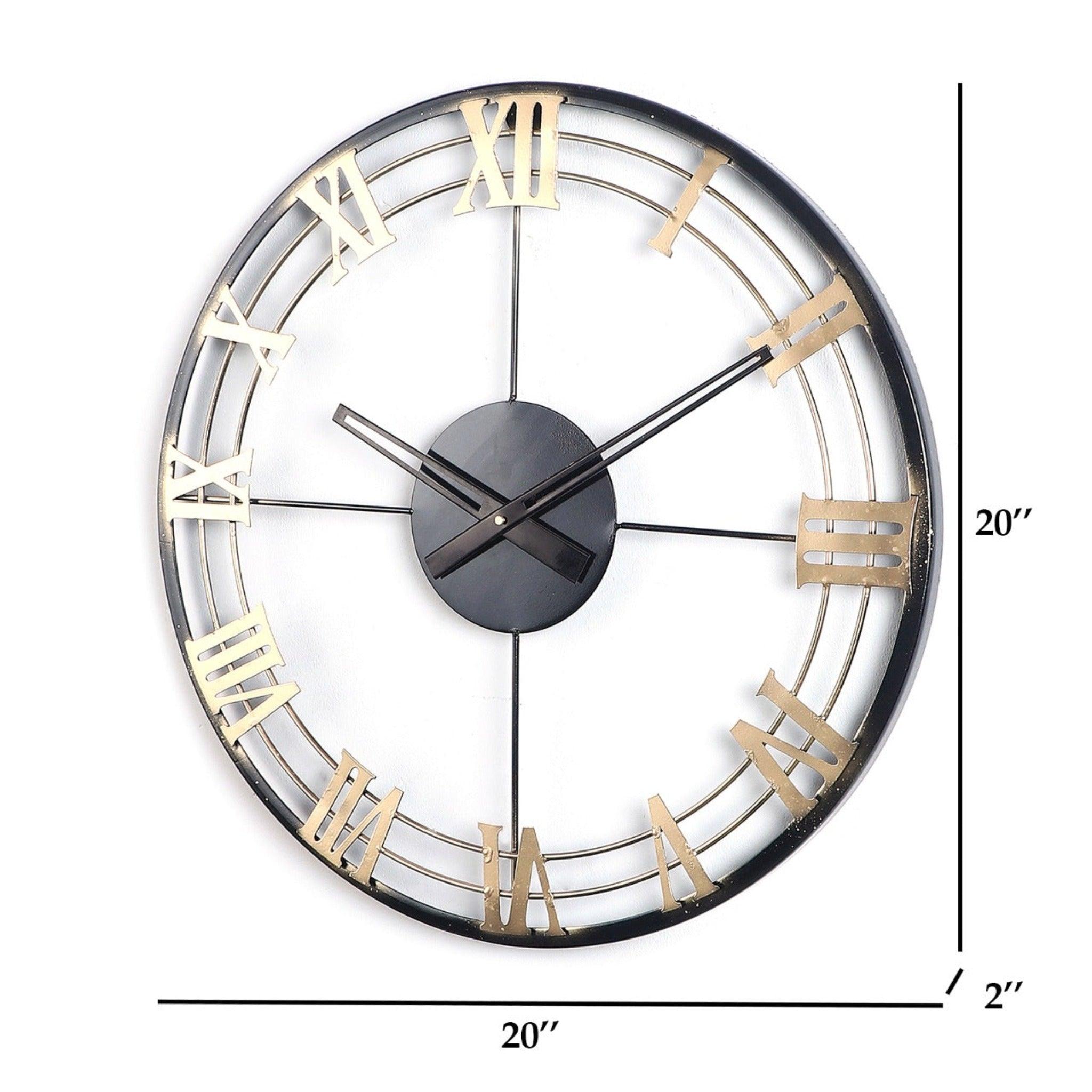 Black & Golden Roman Number Wall Clock - WoodenTwist