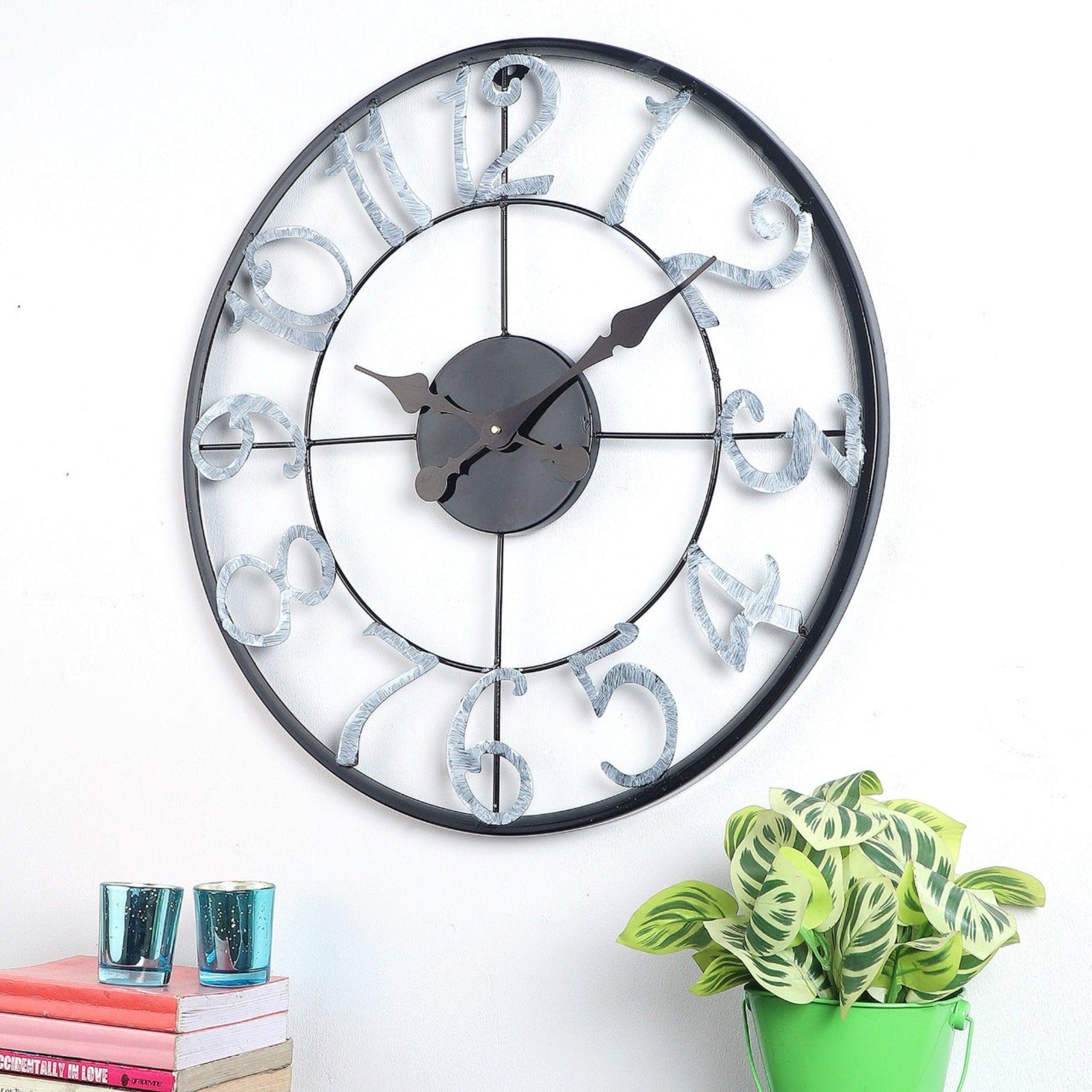 Black & Silver Numeric Wall Clock - WoodenTwist