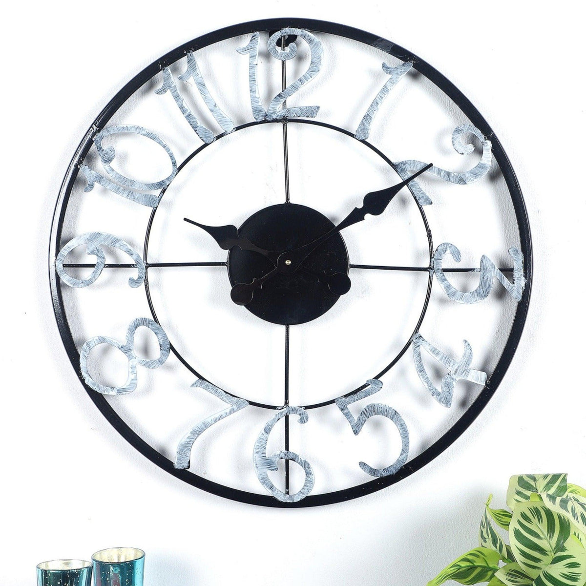 Black & Silver Numeric Wall Clock - WoodenTwist