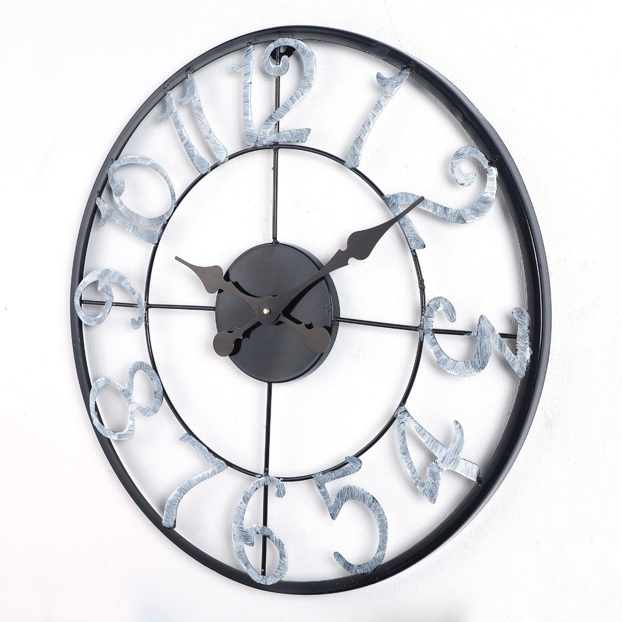 Black & Silver Numeric Wall Clock - WoodenTwist