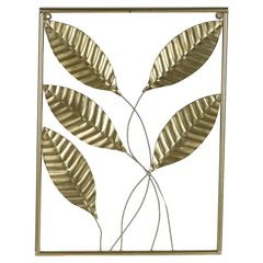 Golden Rectangular Leaves Wall Decor (Set of 3) - WoodenTwist