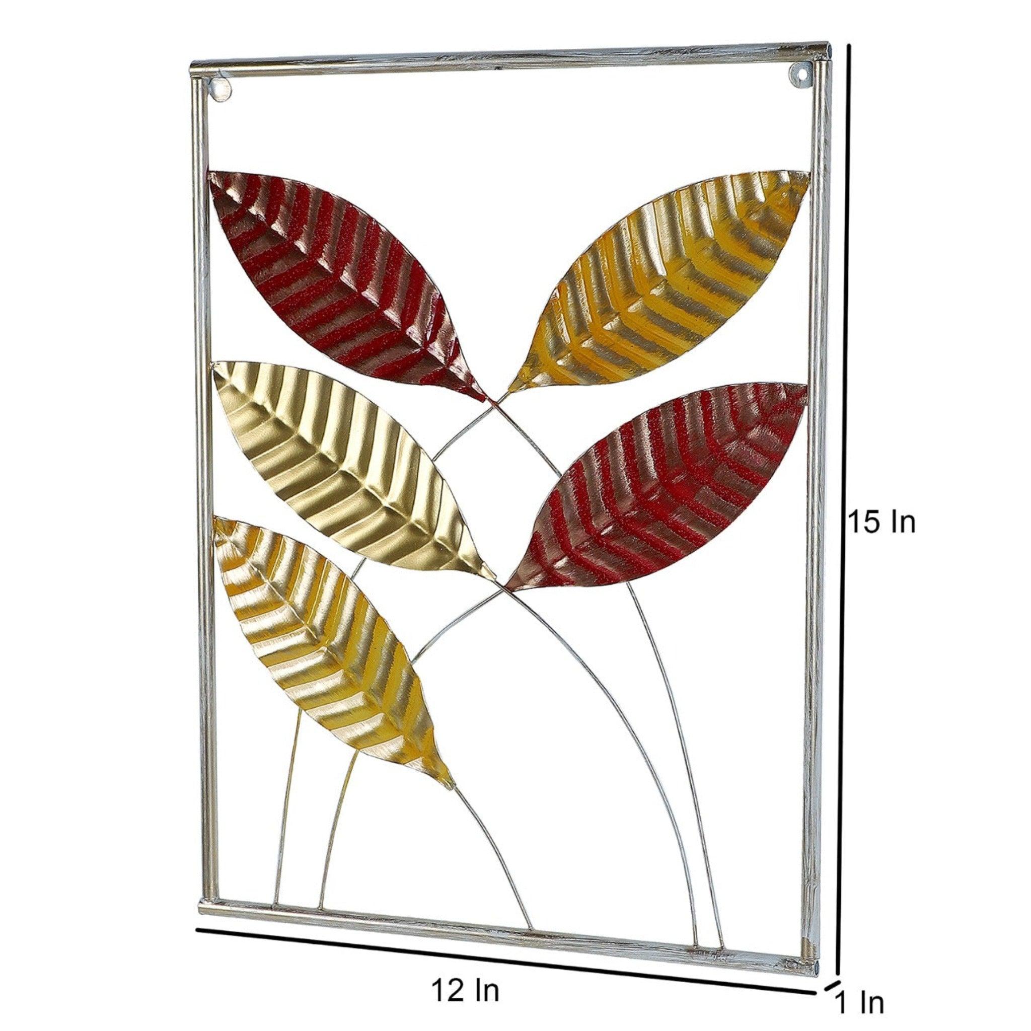 Yellow & Golden Rectangular Leaves Wall Decor (Set of 3) - WoodenTwist