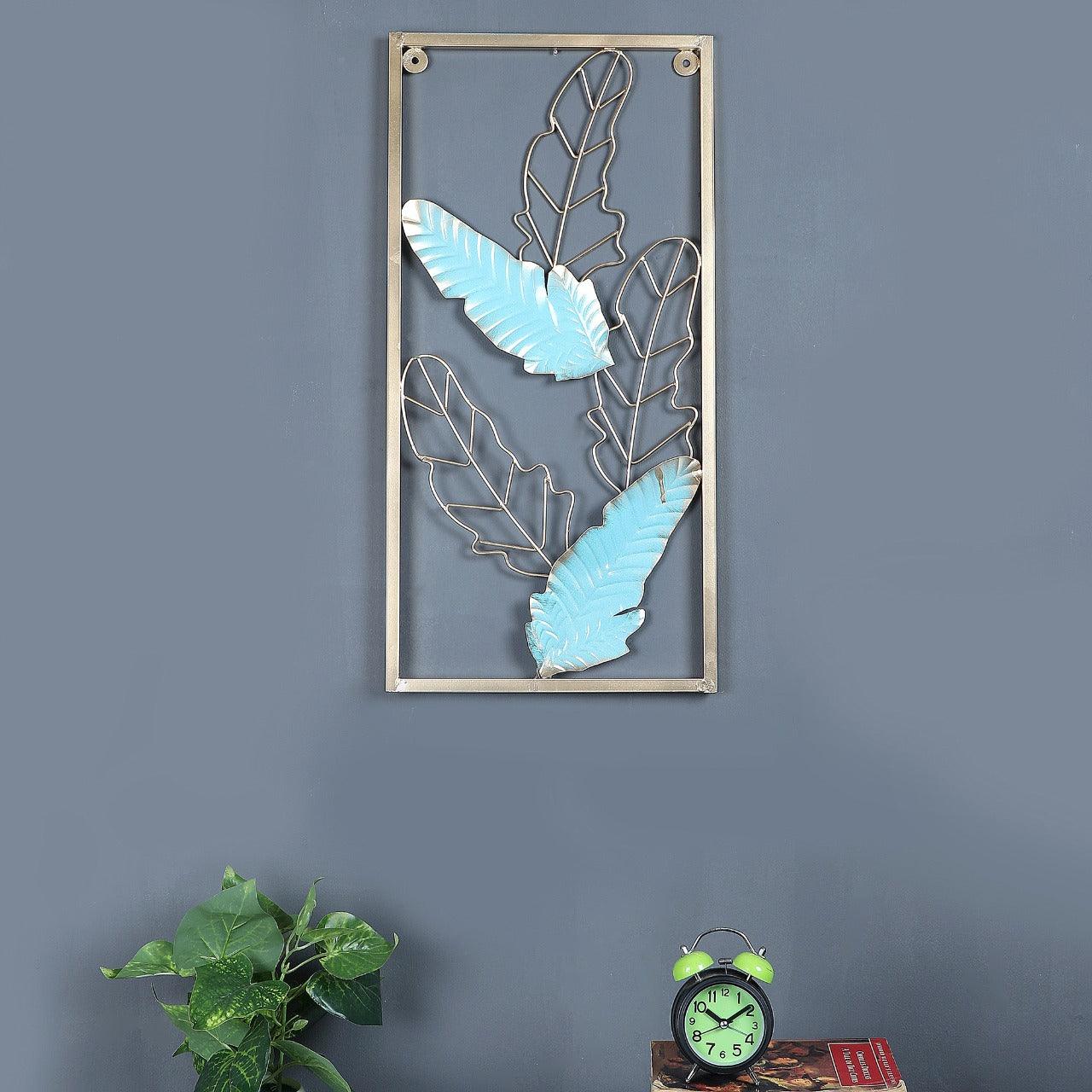 Green & Golden Leaves Rectangular Wall Décor - WoodenTwist