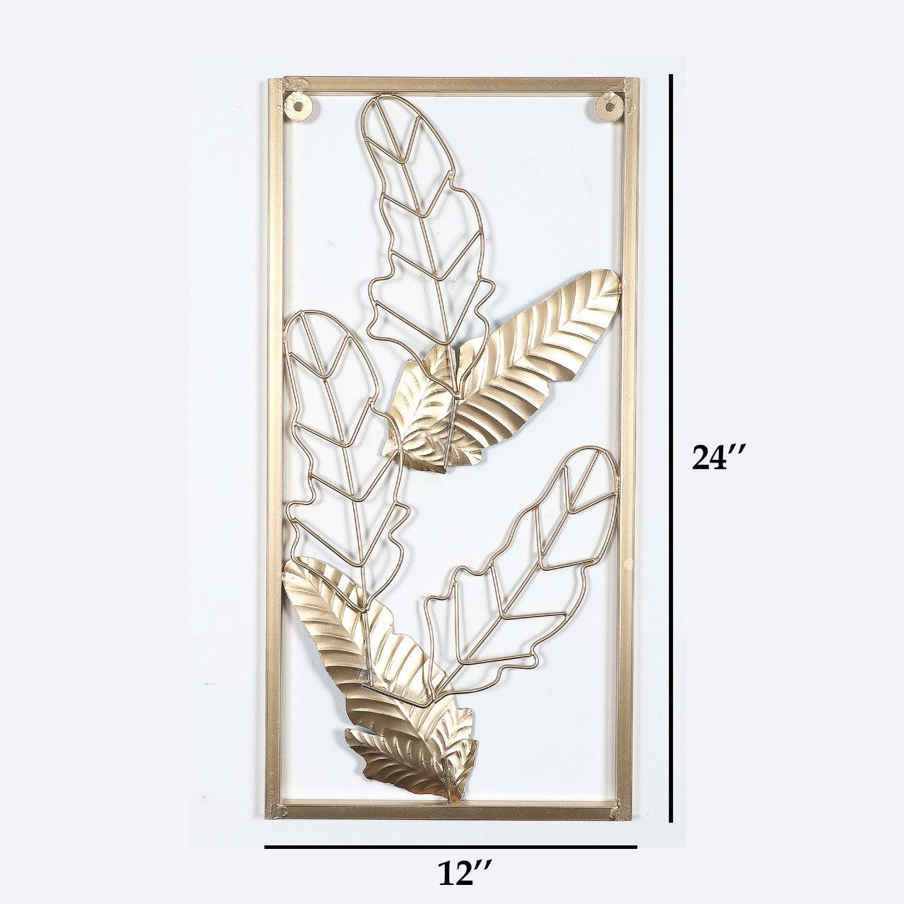 Green & Golden Leaves Rectangular Wall Décor - WoodenTwist