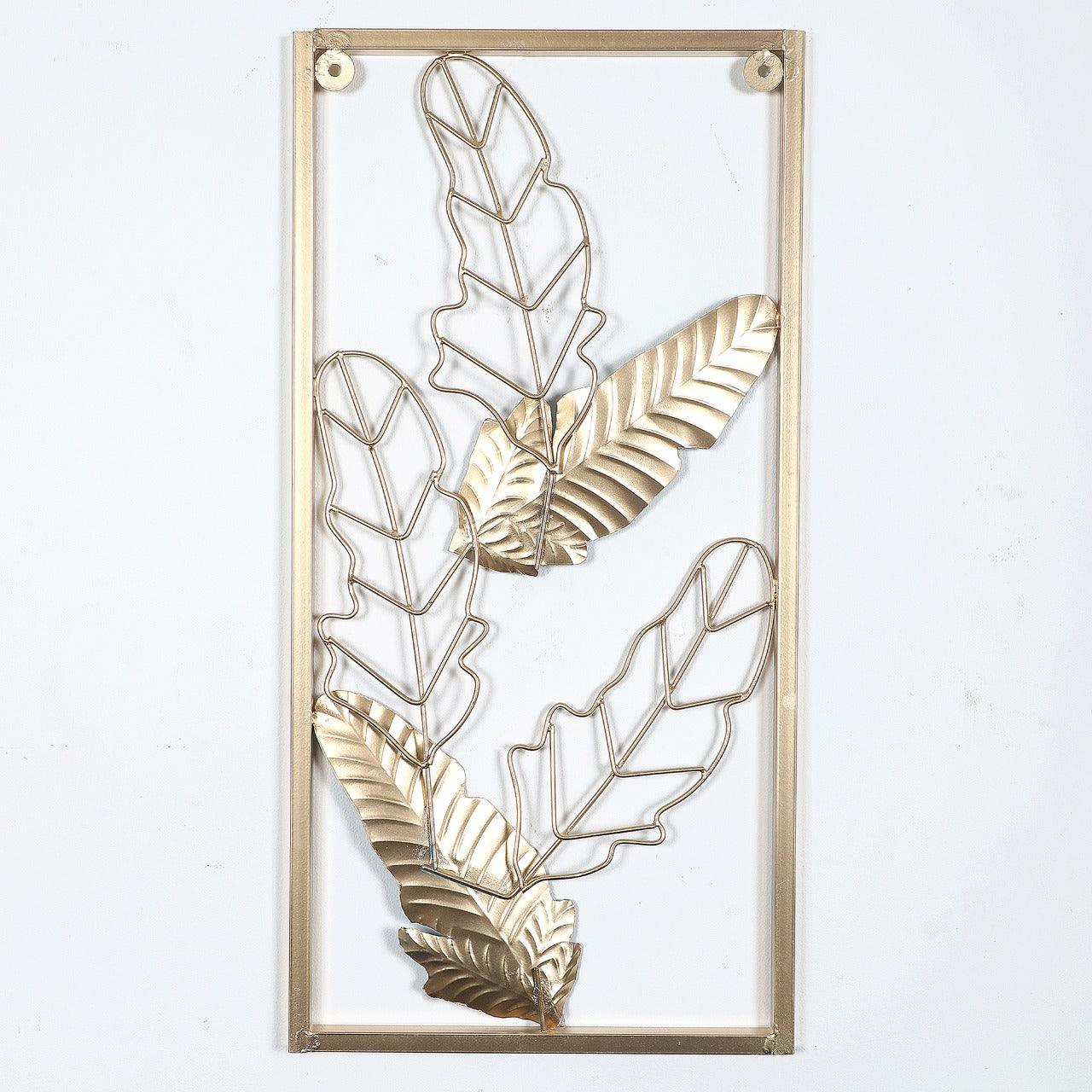 Green & Golden Leaves Rectangular Wall Décor - WoodenTwist