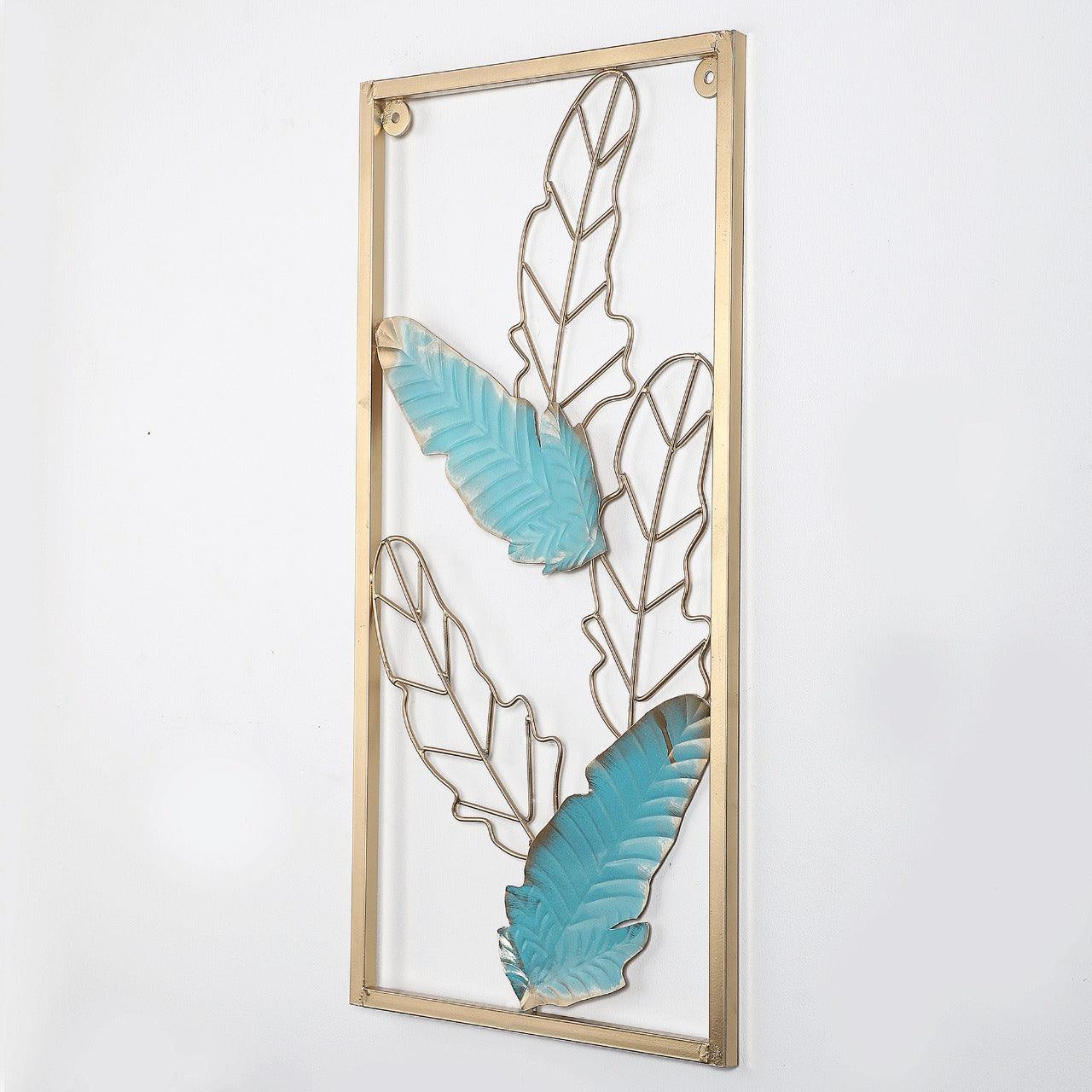 Green & Golden Leaves Rectangular Wall Décor - WoodenTwist