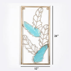 Green & Golden Leaves Rectangular Wall Décor - WoodenTwist