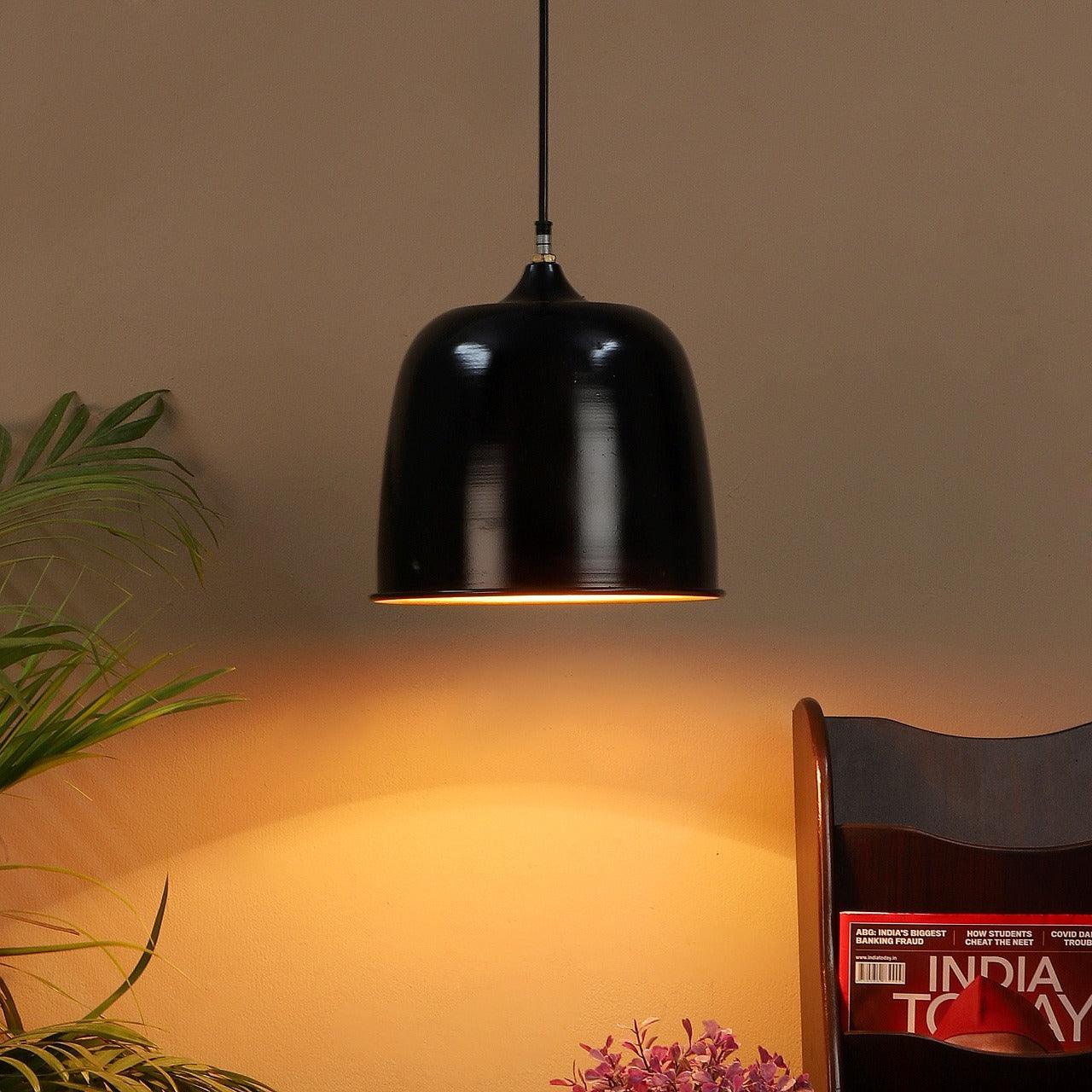 Hanging Black & Golden Single Lamp - WoodenTwist