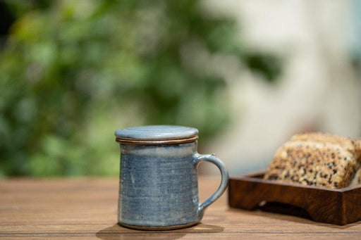 Studio Pottery Blue Washed Mug with Filter and Lid - WoodenTwist