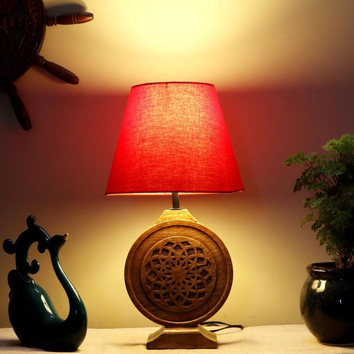 Neon Chakra Table Lamp with Red Shade - WoodenTwist