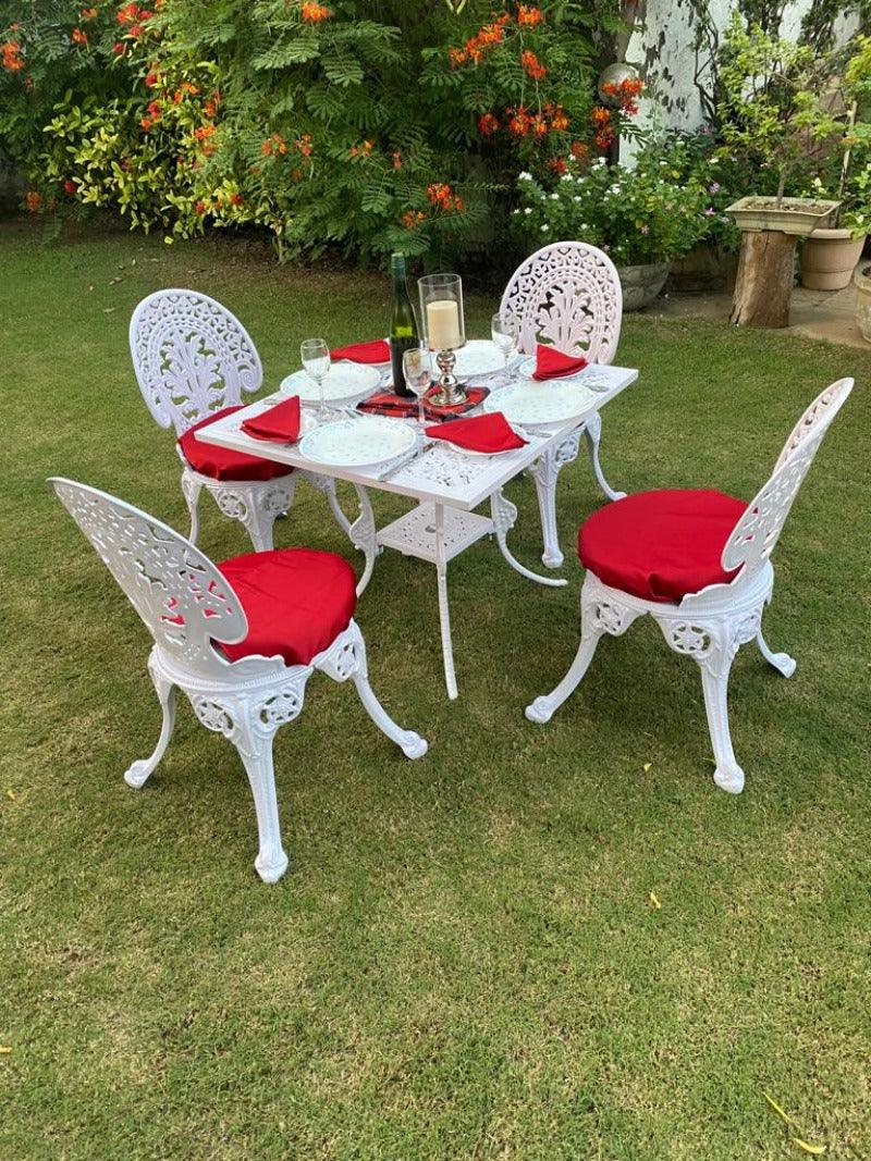 Regalia Series 1 Square Table & 4 Chairs (White) - WoodenTwist