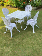 Regalia Series 1 Square Table & 4 Chairs (White) - WoodenTwist