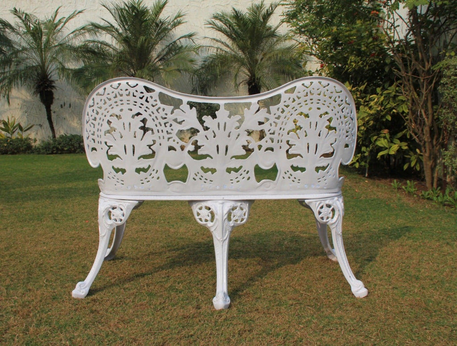 Regalia Series 1 Bench, 1 Round Table & 2 Chairs in (White) - WoodenTwist