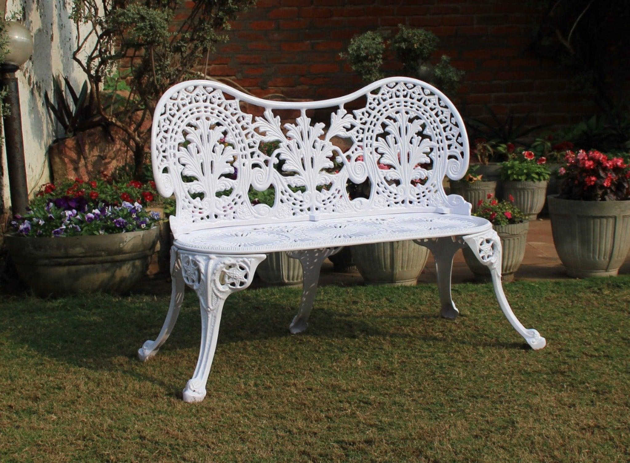 Regalia Series 1 Bench, 1 Round Table & 2 Chairs in (White) - WoodenTwist