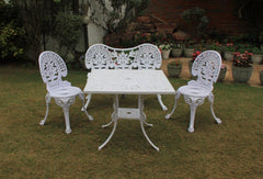 Regalia Series 1 Bench, 1 Square Table & 2 Chairs in (White) - WoodenTwist