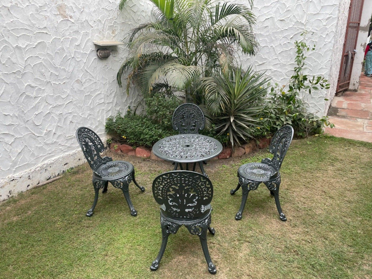 Regalia Series 1 Round Table & 4 Chairs (Grey) - WoodenTwist