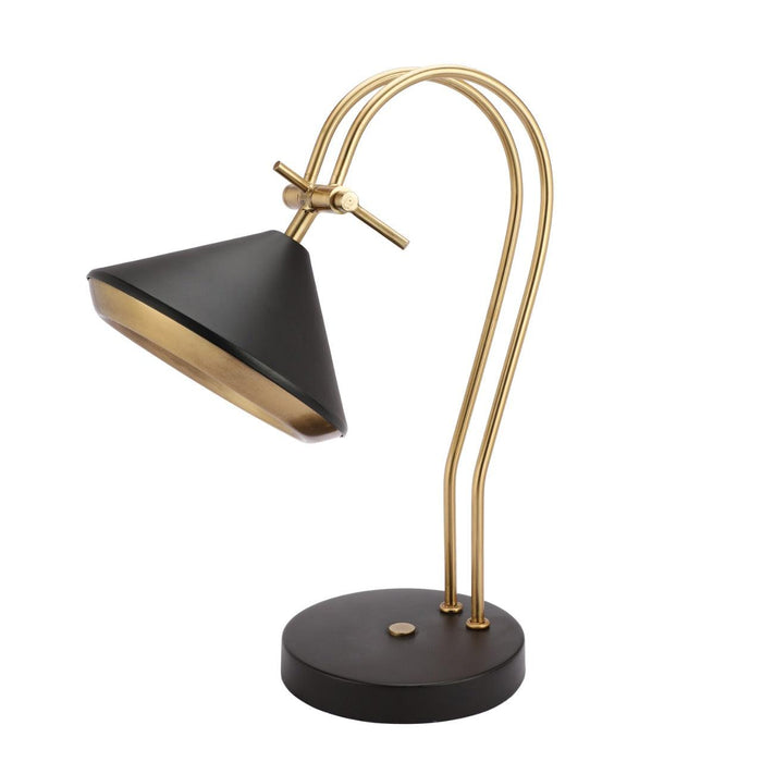 The "Shelby" Adjustable Table lamp in Gold And Black Finish - WoodenTwist