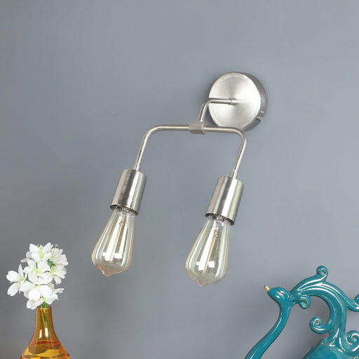 Salcia Silver Artsy Dual Wall light in Pewter Finish - WoodenTwist