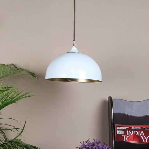 Hanging White & Gold Single Lamp - WoodenTwist