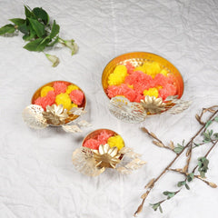 Gold FLower Urli Set of 3 - WoodenTwist