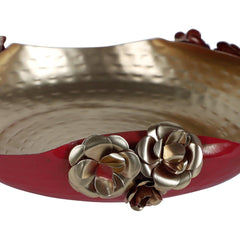 Red & Gold Hammered Rose Urli Set of 2 - WoodenTwist