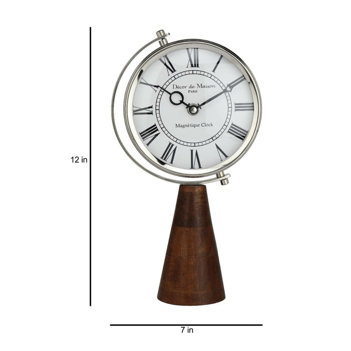 Wood's Pedestal Clock in Reflective Silver - WoodenTwist