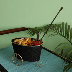 Wheel Barrow Snacks Platter with Glass - WoodenTwist