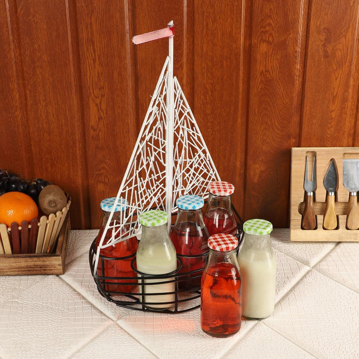 Ship Shape Mocktail Platter with Glass Bottles - WoodenTwist