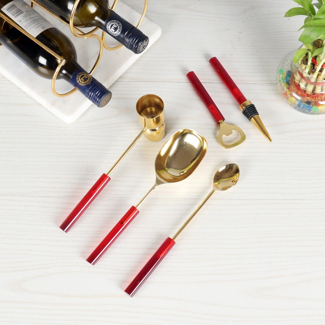 Red Resin & Steel Bar (Set of 5) - WoodenTwist