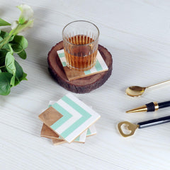 Resin Green & White Stripes Coaster (Set of 4) - WoodenTwist