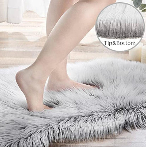 Faux Fur Runner- Bathroom Mat - Grey - WoodenTwist