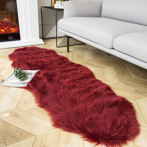 JULPIC Faux Fur Runner Bathroom Mat In Maroon - WoodenTwist
