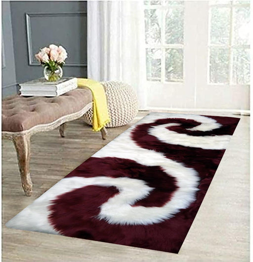 JULPIC Faux Fur Runner Bathroom Mat White & Maroon - WoodenTwist