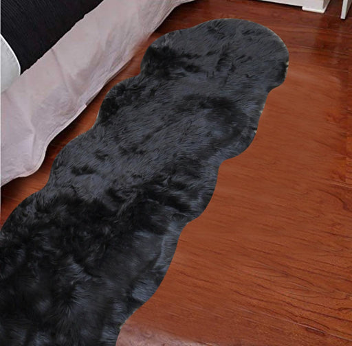 Faux Fur Runner Bathroom Mat in Dark Grey - WoodenTwist