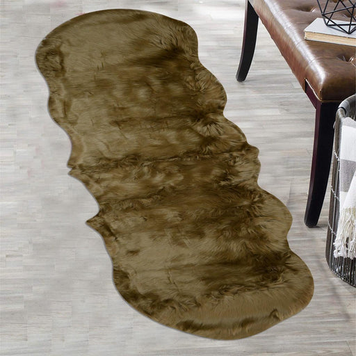 Faux Fur Runner Olive Bathroom Mat in Green - WoodenTwist