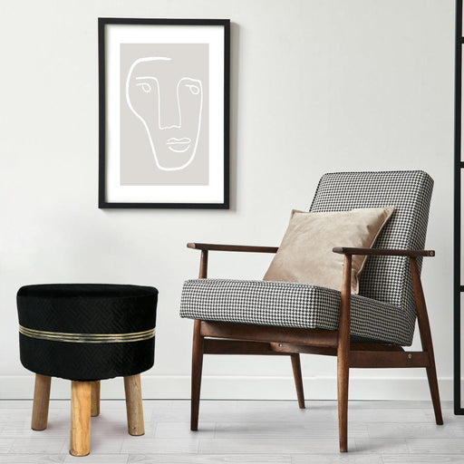 Black Strip Wooden Stool For Living Room - WoodenTwist
