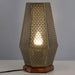 Metal Ambient Table lamp With Wooden Base and Hand Etched Design in Antique finish - WoodenTwist