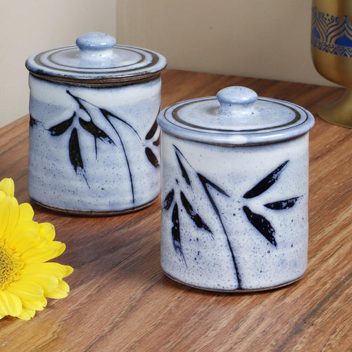 HAND CRAFTED STUDIO POTTERY LIGHT BLUE JAR FROM PONDICHERRY. - WoodenTwist