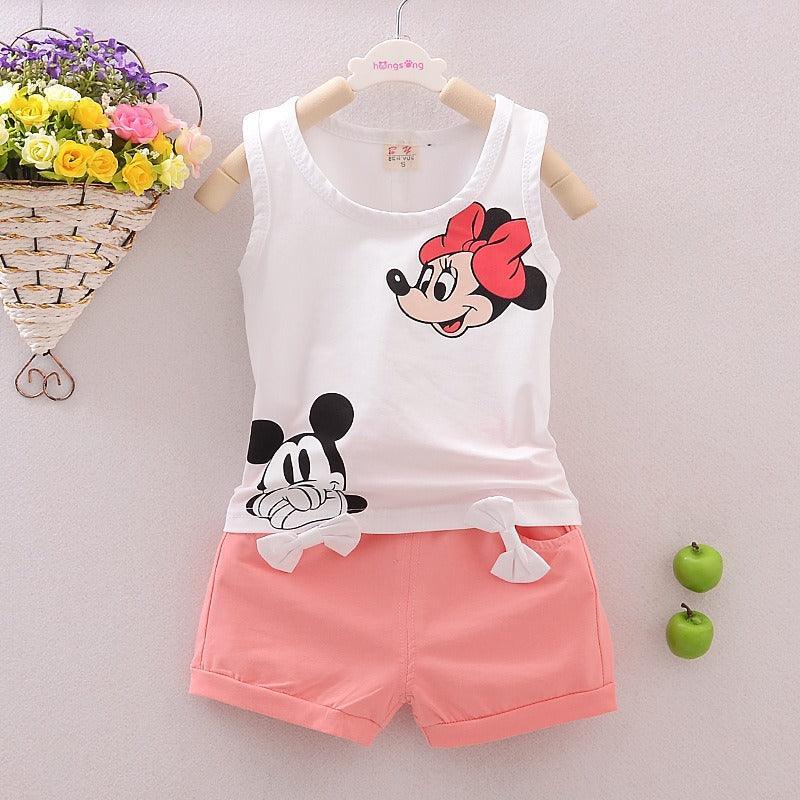 Raafi Tee & Shorts Set - White & Peach