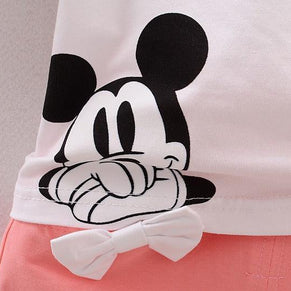 Raafi Summer Baby girls Tee With Shorts White & Peach - WoodenTwist