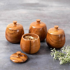 Multipurpose Wooden Small Container for Sauce Spice Pickle (Set of 2) - WoodenTwist
