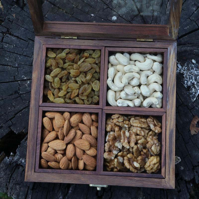 Handcrafted Rosewood Dry Fruit Storage Box - WoodenTwist