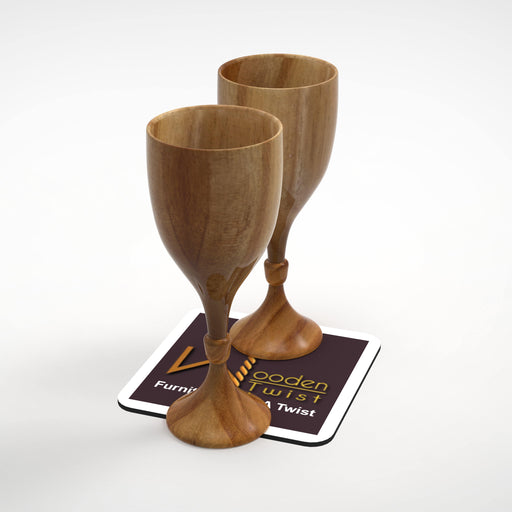 Royal Look Premium Wooden Glass In Teak Wood (Set of 6) - WoodenTwist