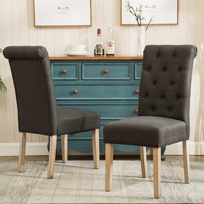 Button Tufted Dining Chairs - Set of 2